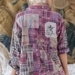 Top 1508 - Patchwork Kelly Western Shirt - Madras PinkMagnolia PearlTOPS