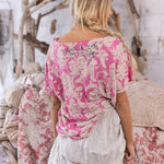 Top 2071 - Mural Frida Europa Tee - DragonfruitMagnolia PearlTOPS