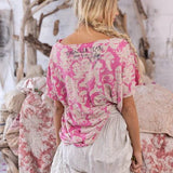 Top 2071 - Mural Frida Europa Tee - DragonfruitMagnolia PearlTOPS