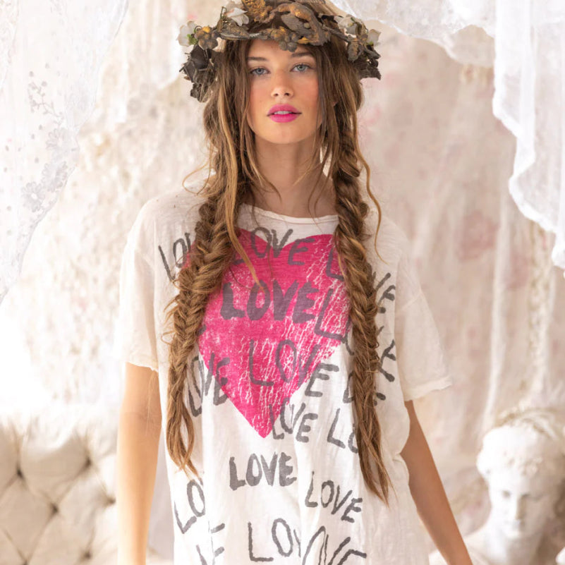 Top 2157 - Season Of Love Amor Tee - DragonfruitMagnolia PearlTOPS