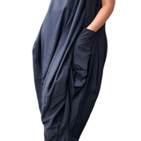 Turtle Neck Harem Jumpsuit in BlackIndia BatikLEISURE