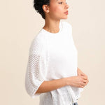 White Cotton Sweater with Open Weavela maison des fibres naturellesTOPS