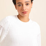 White Cotton Sweater with Open Weavela maison des fibres naturellesTOPS