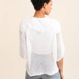 White Cotton Sweater with Open Weavela maison des fibres naturellesTOPS