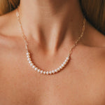 White Freshwater Pearl Bar on Silver Paperclip Chain Short NecklaceBeth ZinkNECKLACES