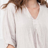 White Linen Shirt with Side Pocketsla maison des fibres naturellesblouse