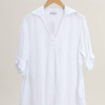 White Linen Shirt with Side Pocketsla maison des fibres naturellesblouse