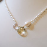 White Oval Freshwater w Gemstone NecklaceBeth ZinkNECKLACES