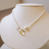 White Oval Freshwater w Gemstone NecklaceBeth ZinkNECKLACES