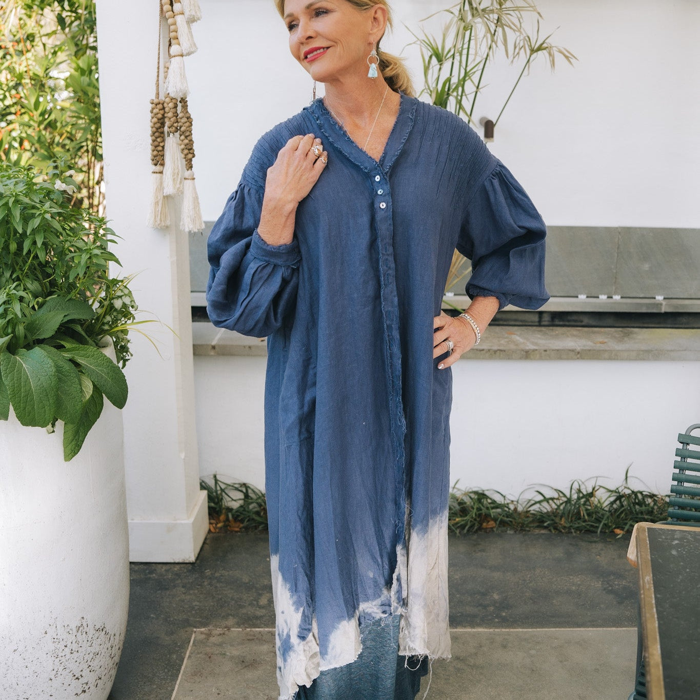 Pin Tuck Linen Shirt Dress - Blue Acid WashAmano by Lorena LaingDresses