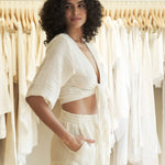 The Bali Wrap Top - Natural With Gold StripesThe HandloomShirts & Tops