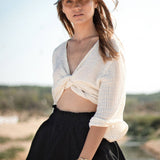 The Bali Wrap Top - Natural With Gold StripesThe HandloomShirts & Tops