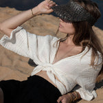 The Bali Wrap Top - Natural With Gold StripesThe HandloomShirts & Tops