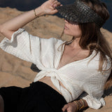 The Bali Wrap Top - Natural With Gold StripesThe HandloomShirts & Tops