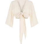 The Bali Wrap Top - Natural With Gold StripesThe HandloomShirts & Tops