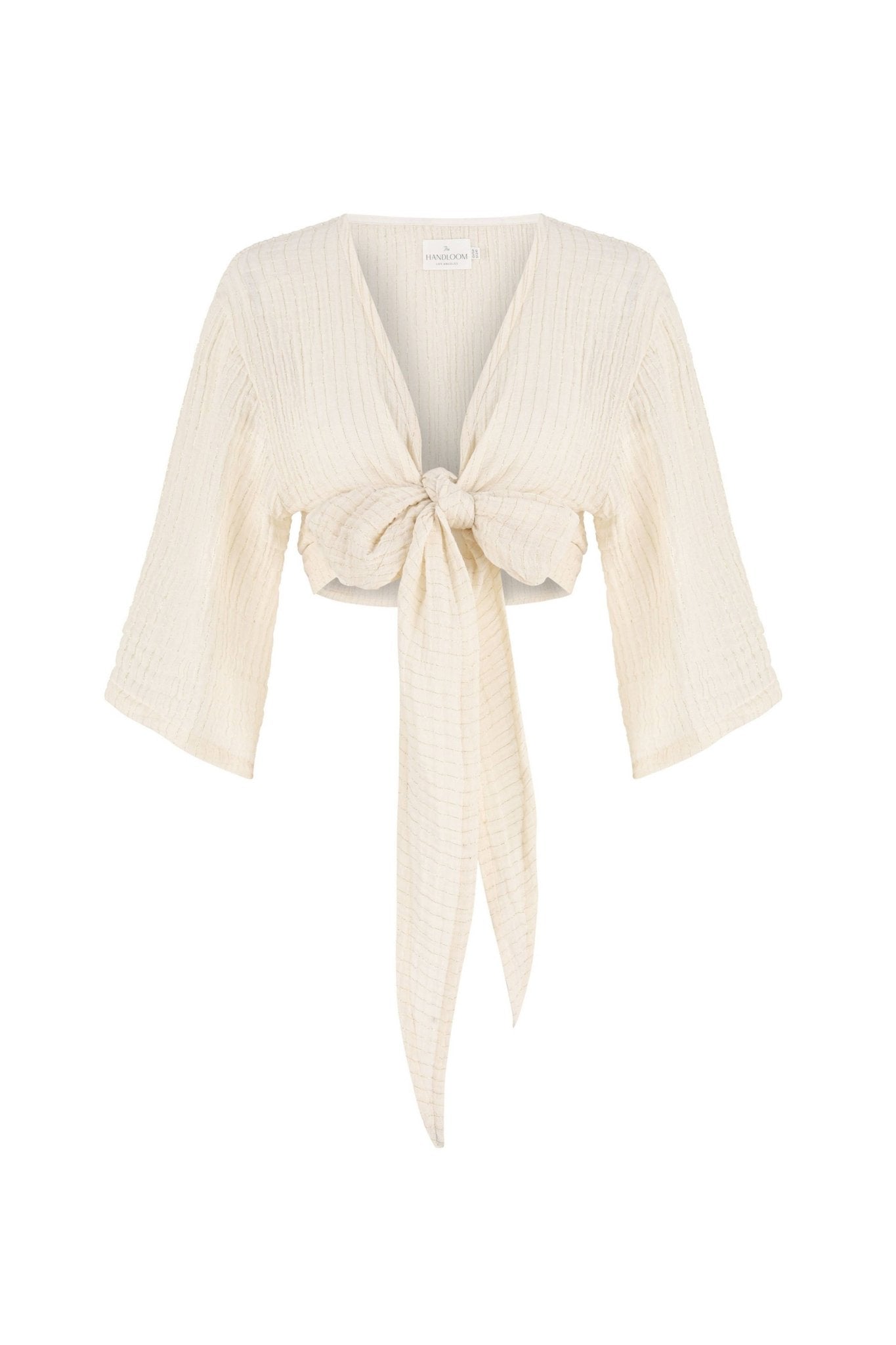 The Bali Wrap Top - Natural With Gold StripesThe HandloomShirts & Tops